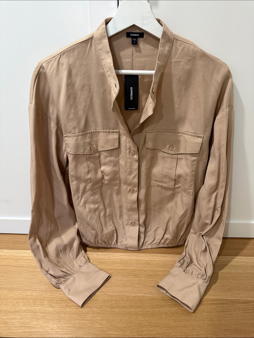 NEW Express Women's Beige Utility Button-Front Jacket size S